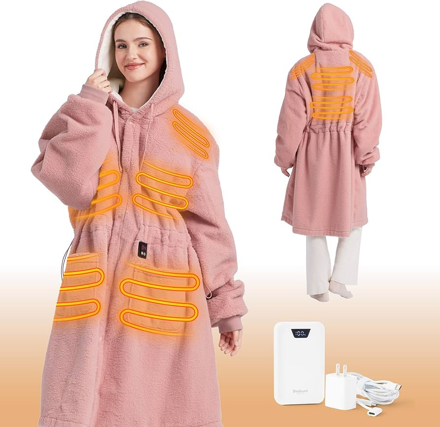 Bedsure Cordless Heated Wearable Blanket Hoodie - Faux Cashmere Electric Blanket with 20000mAh Ba... | Amazon (US)
