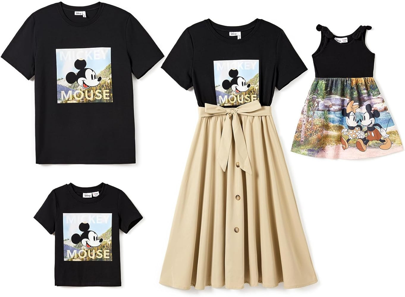 Disney Mickey and Friends Family Vacation Matching Ruffled Cami Dresses and Striped T-Shirts Sets | Amazon (US)