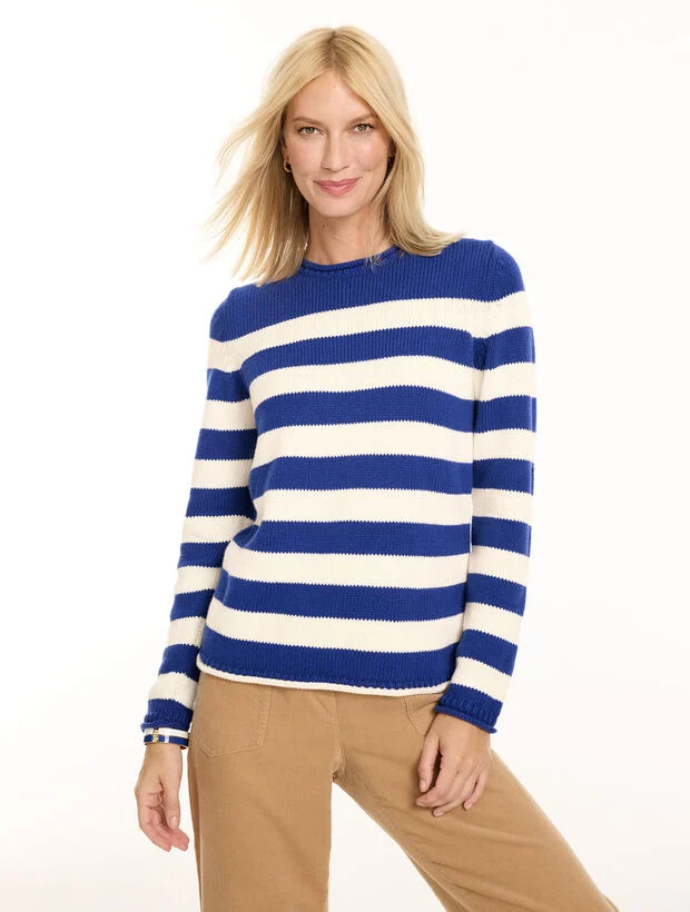 The Classic Roll Neck Sweater - Breton Stripe | Talbots
