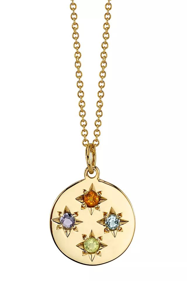 Starling Birthstone Compass Charm 4 Stone Necklace | Anthropologie (US)