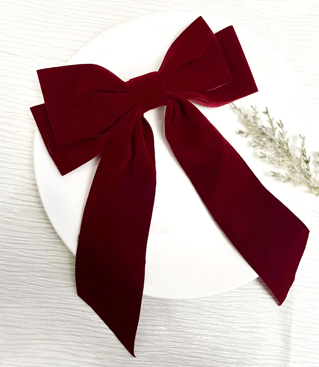 Red Velvet Ribbon Bow Hair Clip, Knot Bow Hair Clip French Elegant Hair Ribbon, Bow Hair Accessor... | Etsy (US)