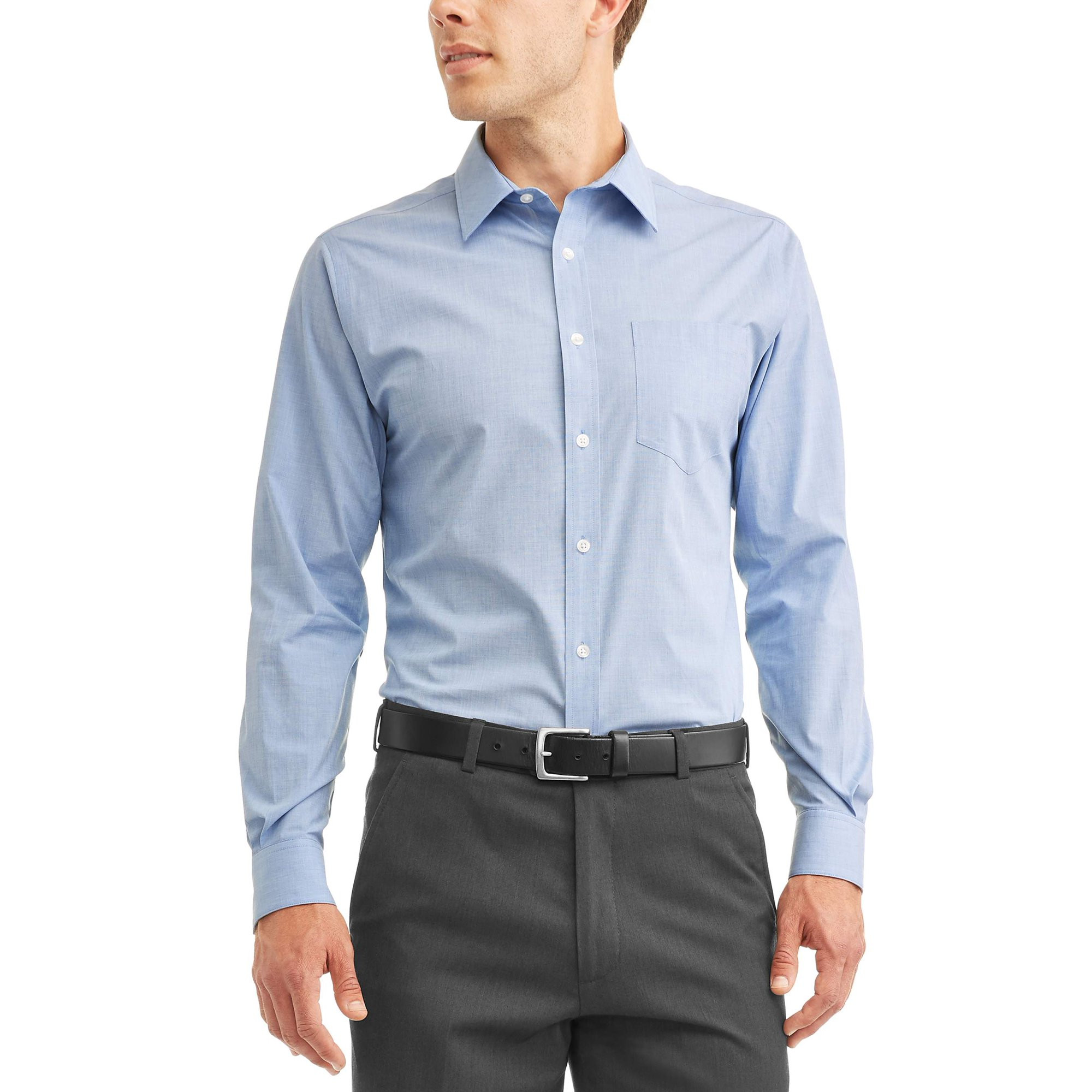 George Men's Long Sleeve Performance Dress Shirt, Up to 3XL | Walmart (US)