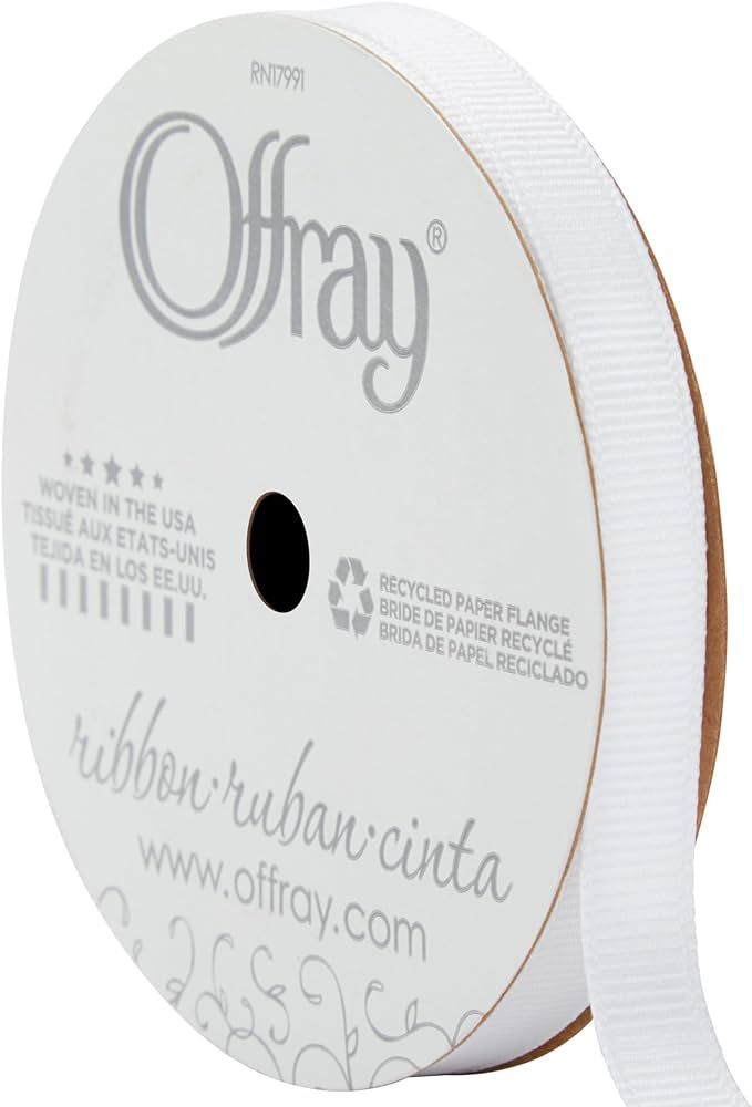 Offray 1/2" Wide Grosgrain Craft and Decorative Ribbon, 21 Total Feet, White | Amazon (US)