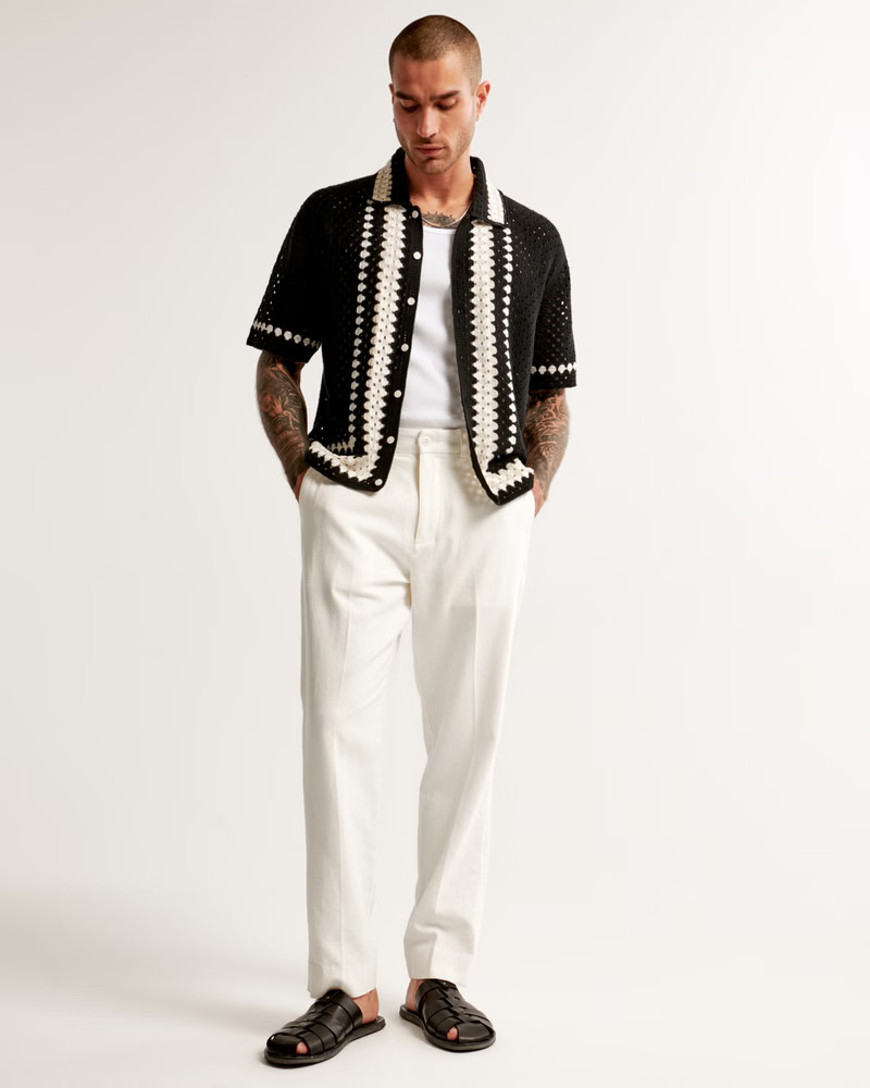 Loose Linen-Blend Permacrease Trouser | Abercrombie & Fitch (US)