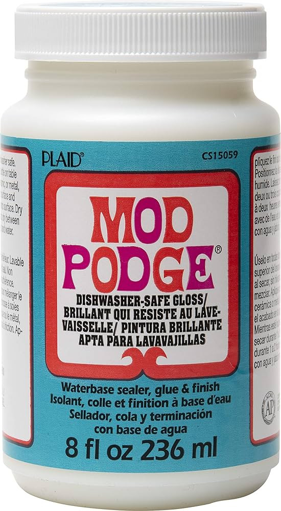 Mod Podge Dishwasher Safe Waterbased Sealer, Glue and Finish (8-Ounce), CS15059 Gloss, 8 Ounce | Amazon (US)