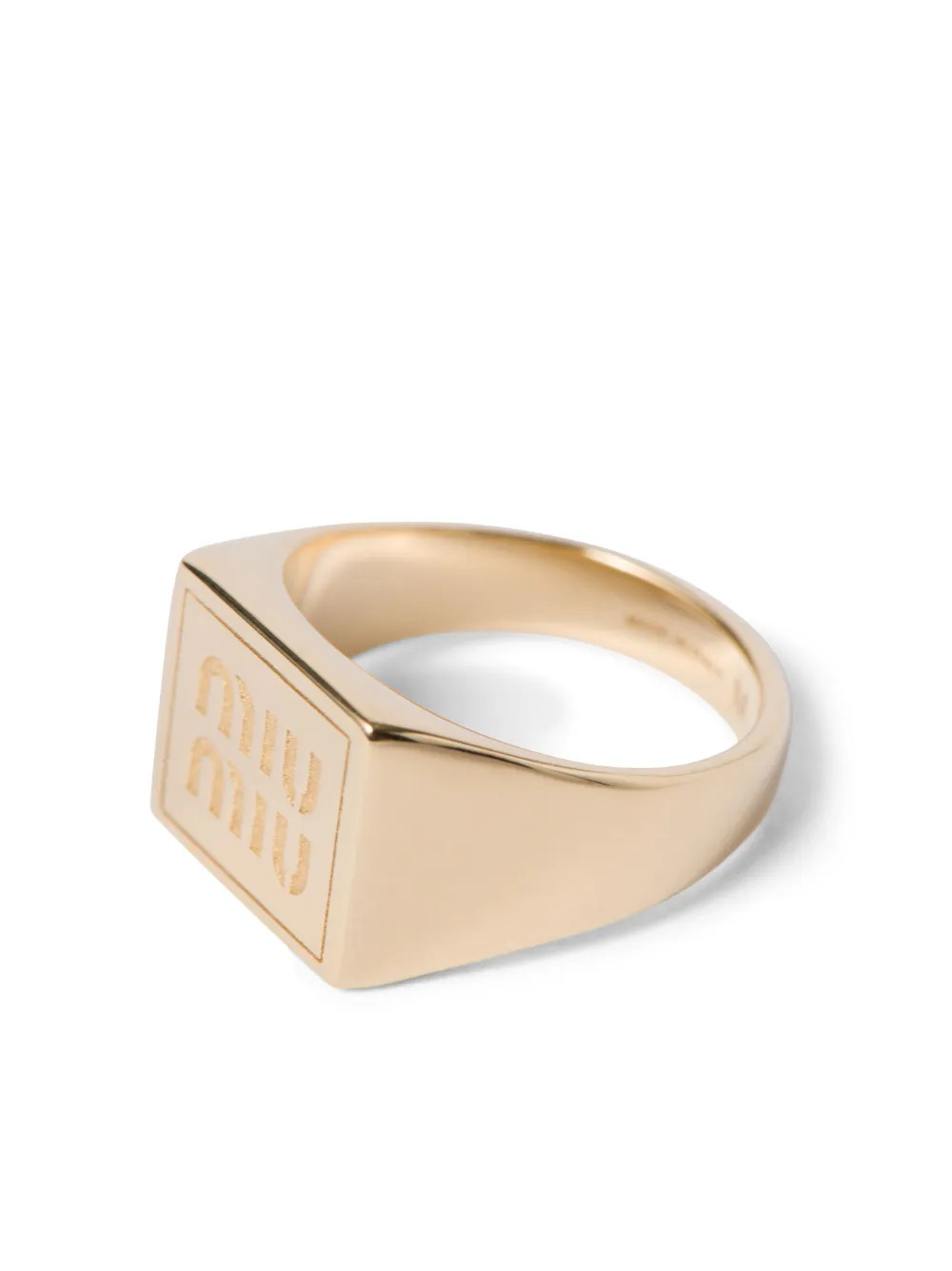Miu Miu logo-engraved Signet Ring - Farfetch | Farfetch Global