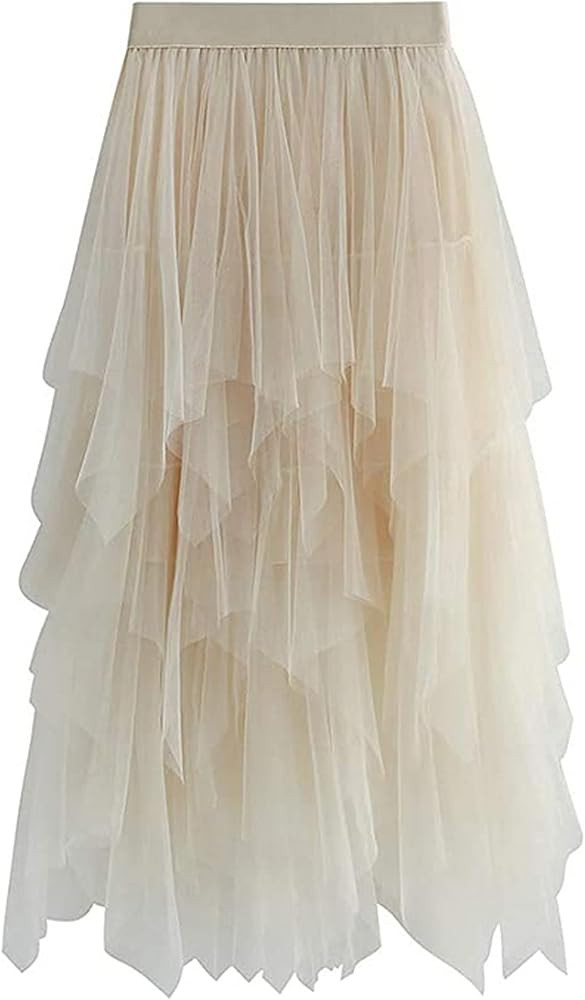 Women's Tulle Skirt High Waist Tiered Layered Mesh Ballet Prom Party Tulle Tutu A-line Midi Skirt | Amazon (UK)