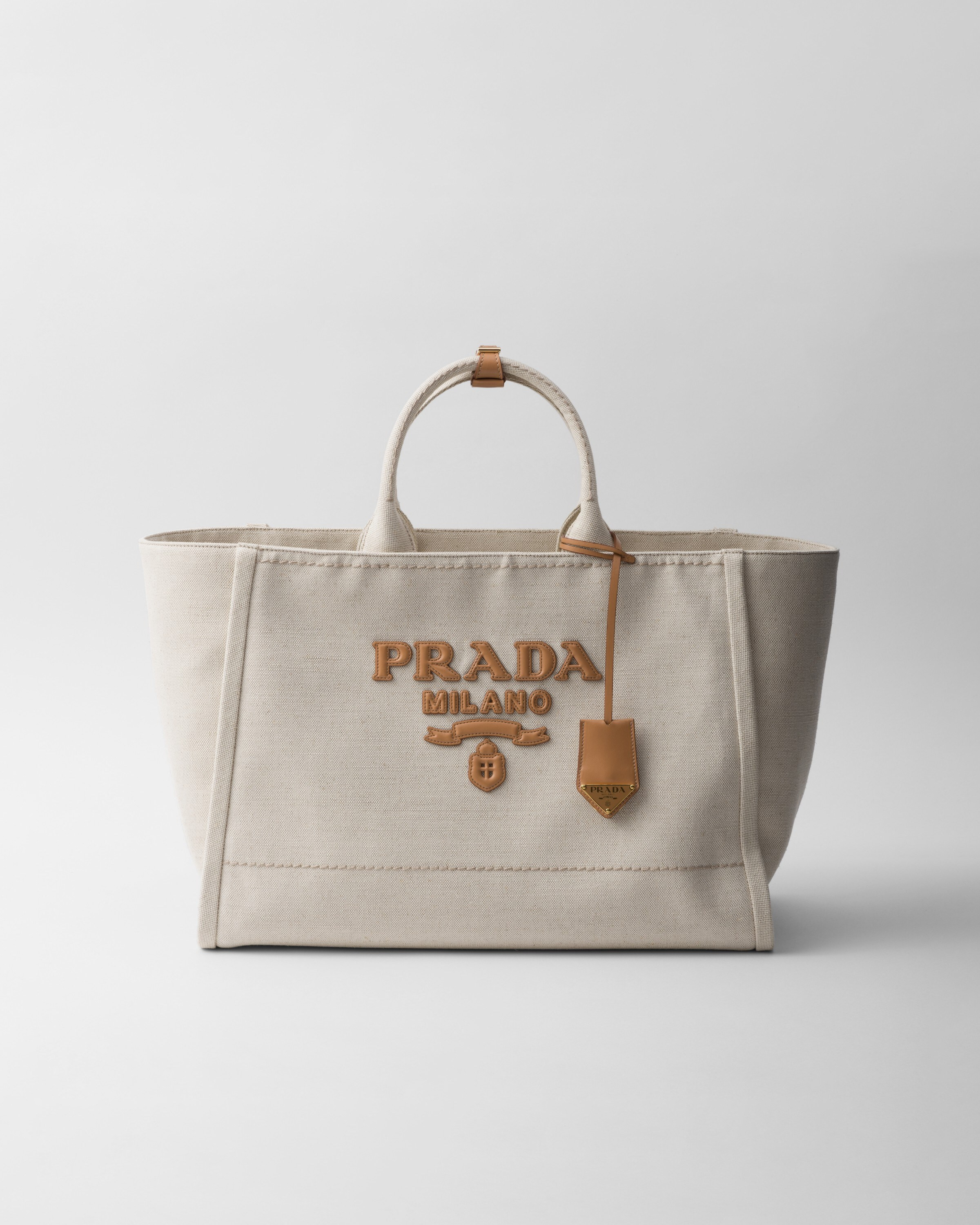 Linen blend tote bag | Prada US