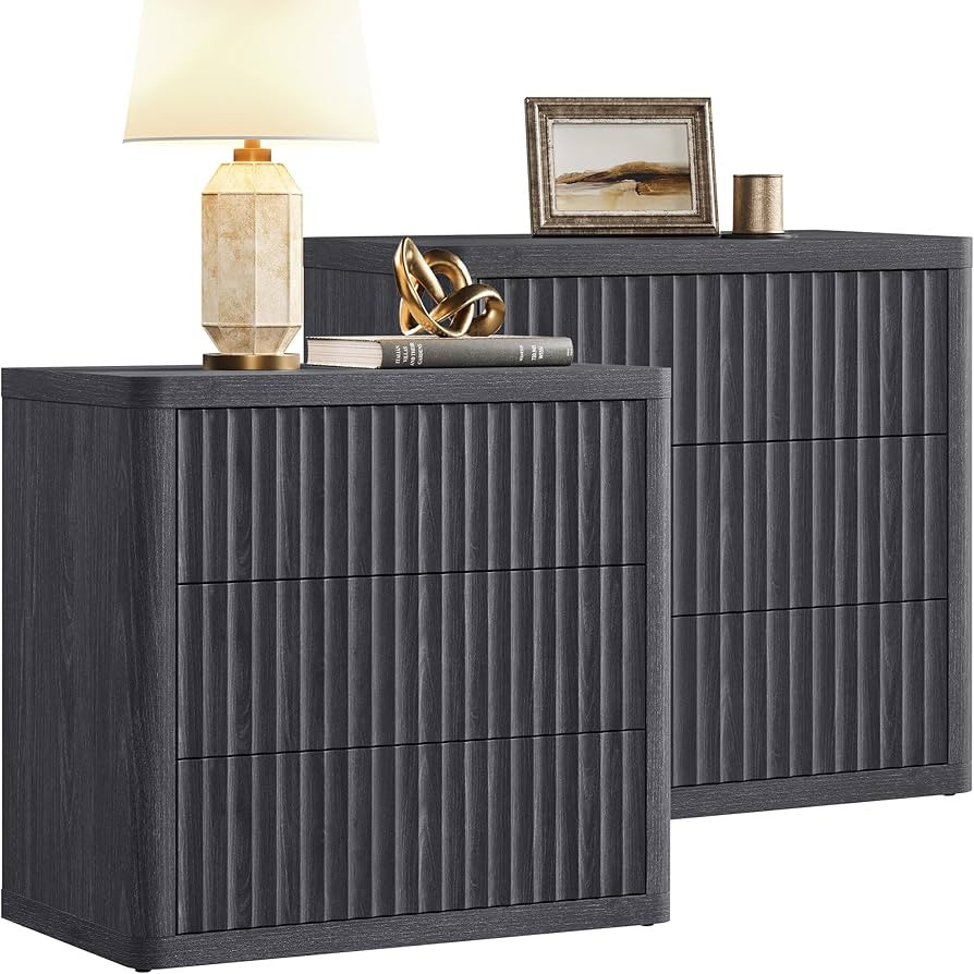 SICOTAS Night Stand Set 2 - Oversized Extra Large Bedside Table Modern Side Table with Storage Fl... | Amazon (US)