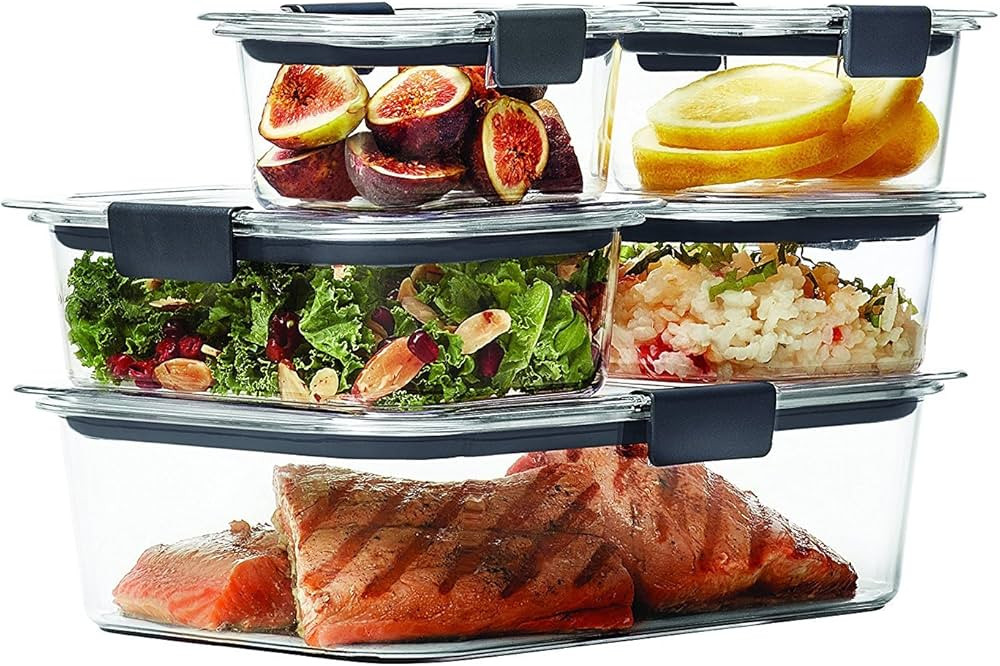 Rubbermaid Brilliance Food Storage Container, 10-Piece Set, 100% Leak-Proof, Plastic, Clear | Amazon (US)