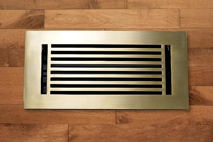 6 x 10 Cast Aluminum Linear Bar Vent Cover - Brushed Brass (Overall: 7.25 x 11.5) | Amazon (US)