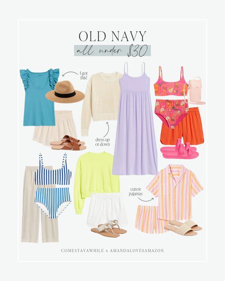 Old Navy sale alert! Get ready for spring break with outfits for the whole family under $30! 🤩Colorful swimsuits, cute dresses, cozy pajamas, and beach looks on sale today! 

#LTKSeasonal #LTKsalealert #LTKfamily