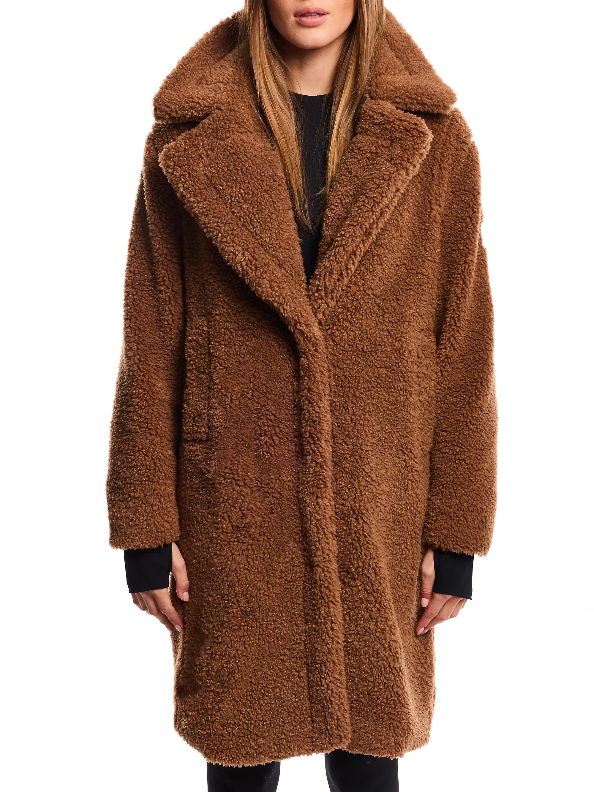 SAM. Sherpa Leather-Trimmed Coat | Saks Fifth Avenue | Saks Fifth Avenue