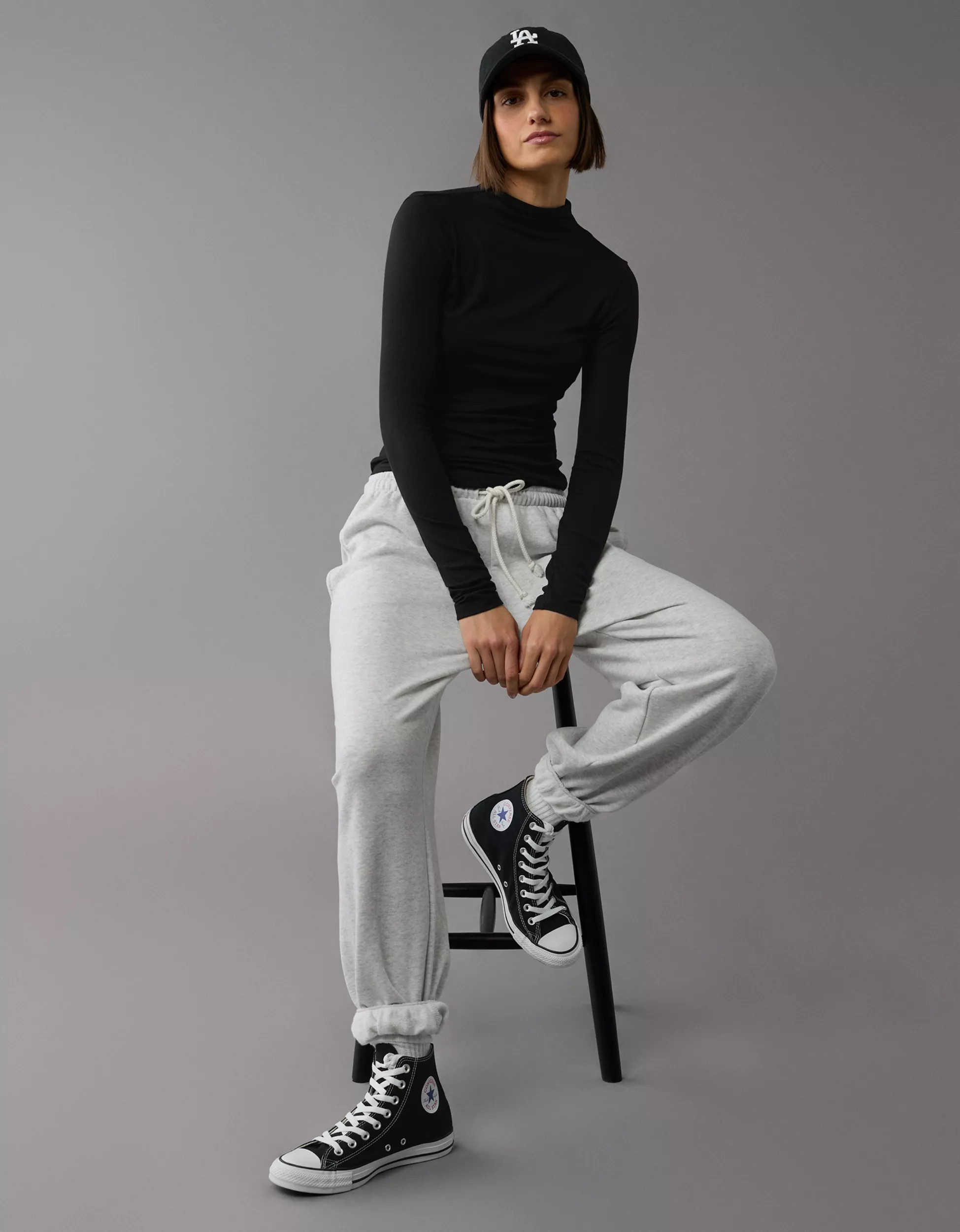 AE Soft & Sexy Long-Sleeve Mock Neck T-Shirt | American Eagle Outfitters (US & CA)