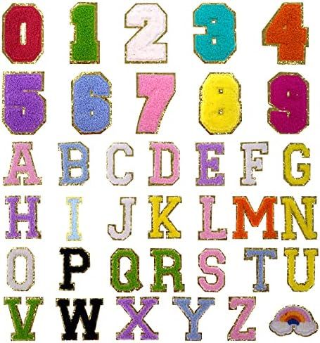 35 Piece Chenille Iron on Patches, A-Z Letter Rainbow Lron on Number Patches Decorative Repair Pa... | Amazon (CA)