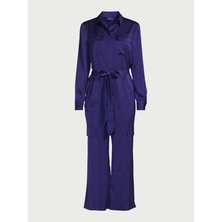 Scoop Women's Satin Wide Leg Jumpsuit, Sizes XS-XXL | Walmart (US)