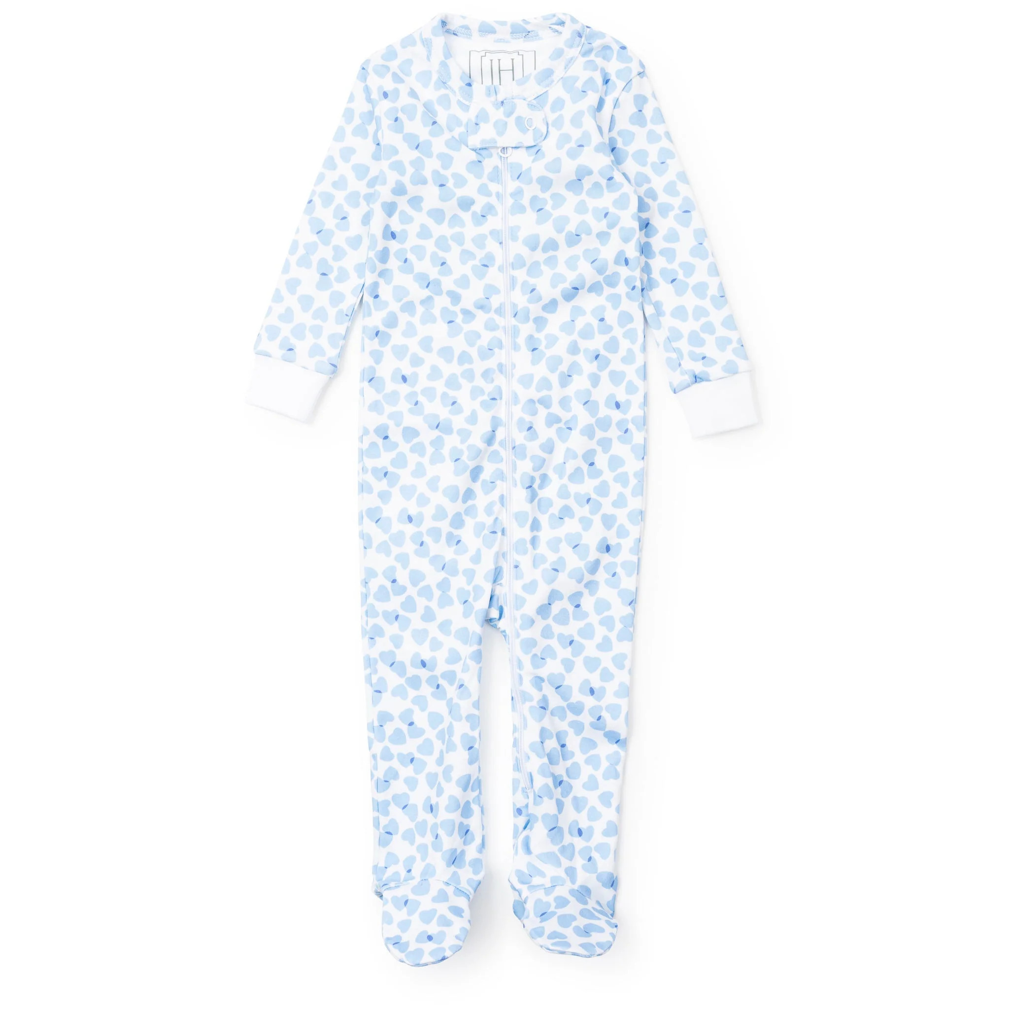 Parker Boys' Pima Cotton Zipper Pajama - Confetti Hearts Blue | Lila and Hayes