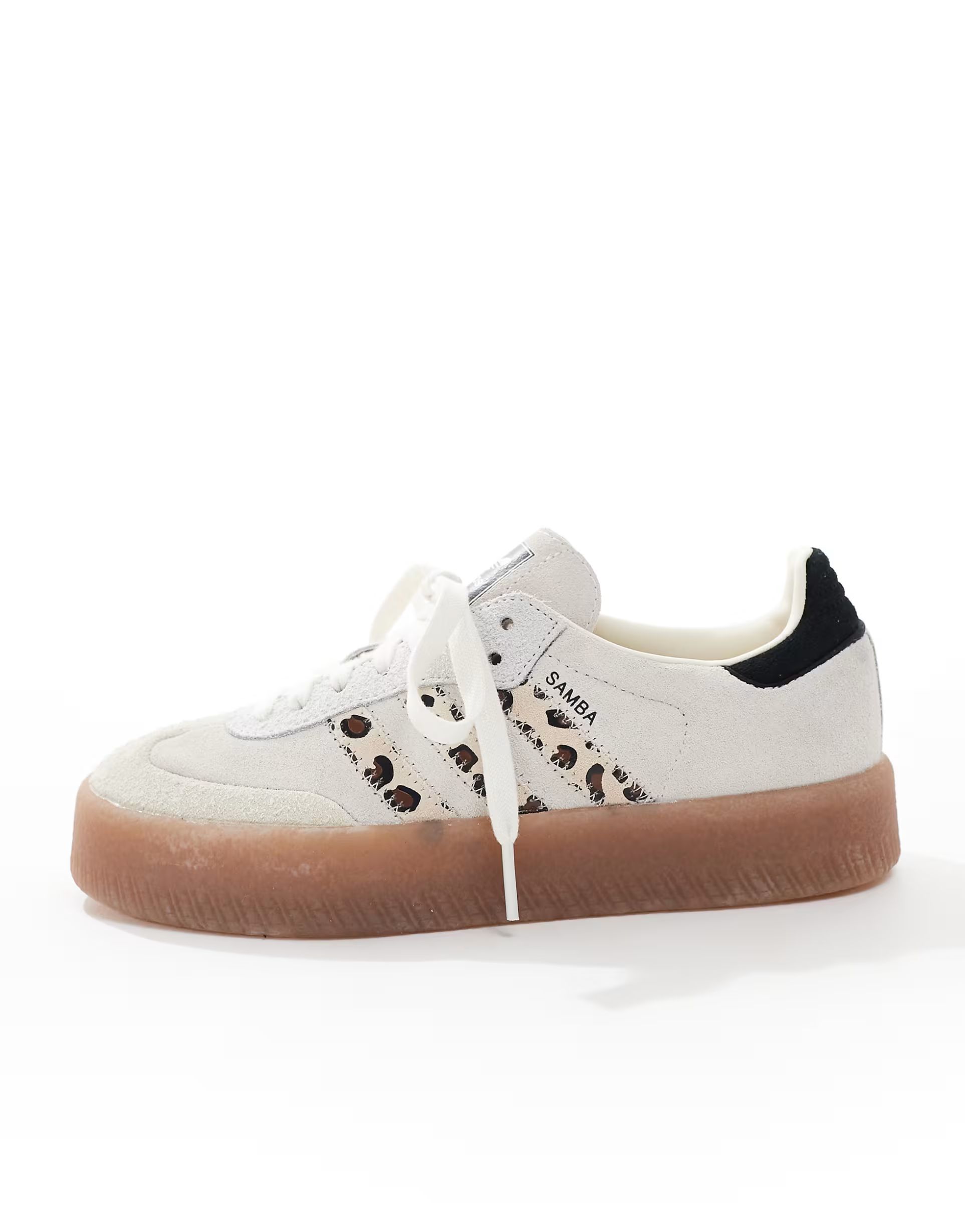 adidas Originals Sambae sneakers in off white with leopard print stripe | ASOS (Global)