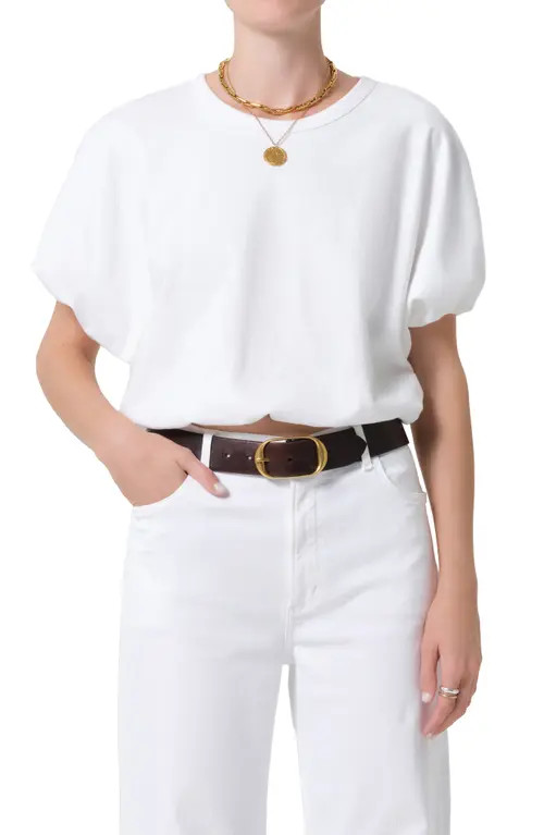 Citizens of Humanity Gia Bubble Crop Top in Soft White Off White at Nordstrom, Size Small | Nordstrom