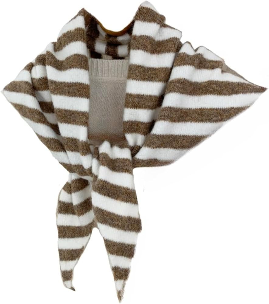 Knitted Triangle Scarf for Women Y2k Stripe Head Scarf Aesthetic Accessories Cottagecore Streetwe... | Amazon (US)