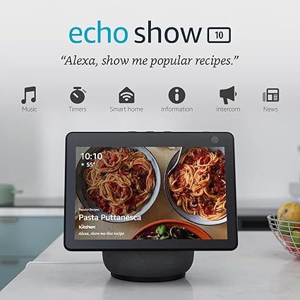 Echo Show 10 (3rd Gen) | HD smart display with motion and Alexa | Charcoal | Amazon (US)