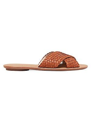 Claudie Woven Leather Crossed Plank Slides | Saks Fifth Avenue