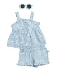Infant Girls 2pc Floral Gauze Top And Shorts Set | TJ Maxx