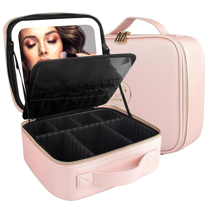 MOMIRA Travel Cosmetic Train Case with Lighted Mirror 3 Color Scenarios Cosmetic Bag Organizer wi... | Amazon (US)