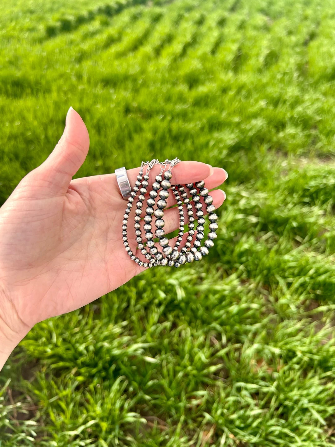 Navajo Style, Sterling Silver Pearl Bracelets, Solid Sterling Silver Pearl Beaded, Western Bracel... | Etsy (US)