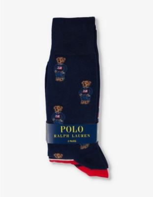 Brand-embroidered pack of two stretch-cotton-blend socks | Selfridges