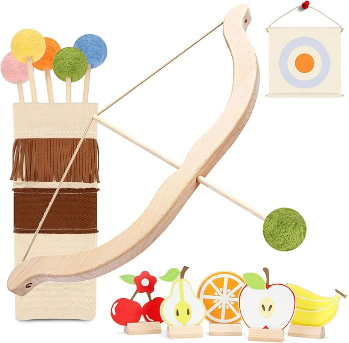 Wooden Kids Bow and Arrow Set - Safe for Ages 3+, Indoor & Outdoor Archery Gift Toys for Children... | Amazon (US)