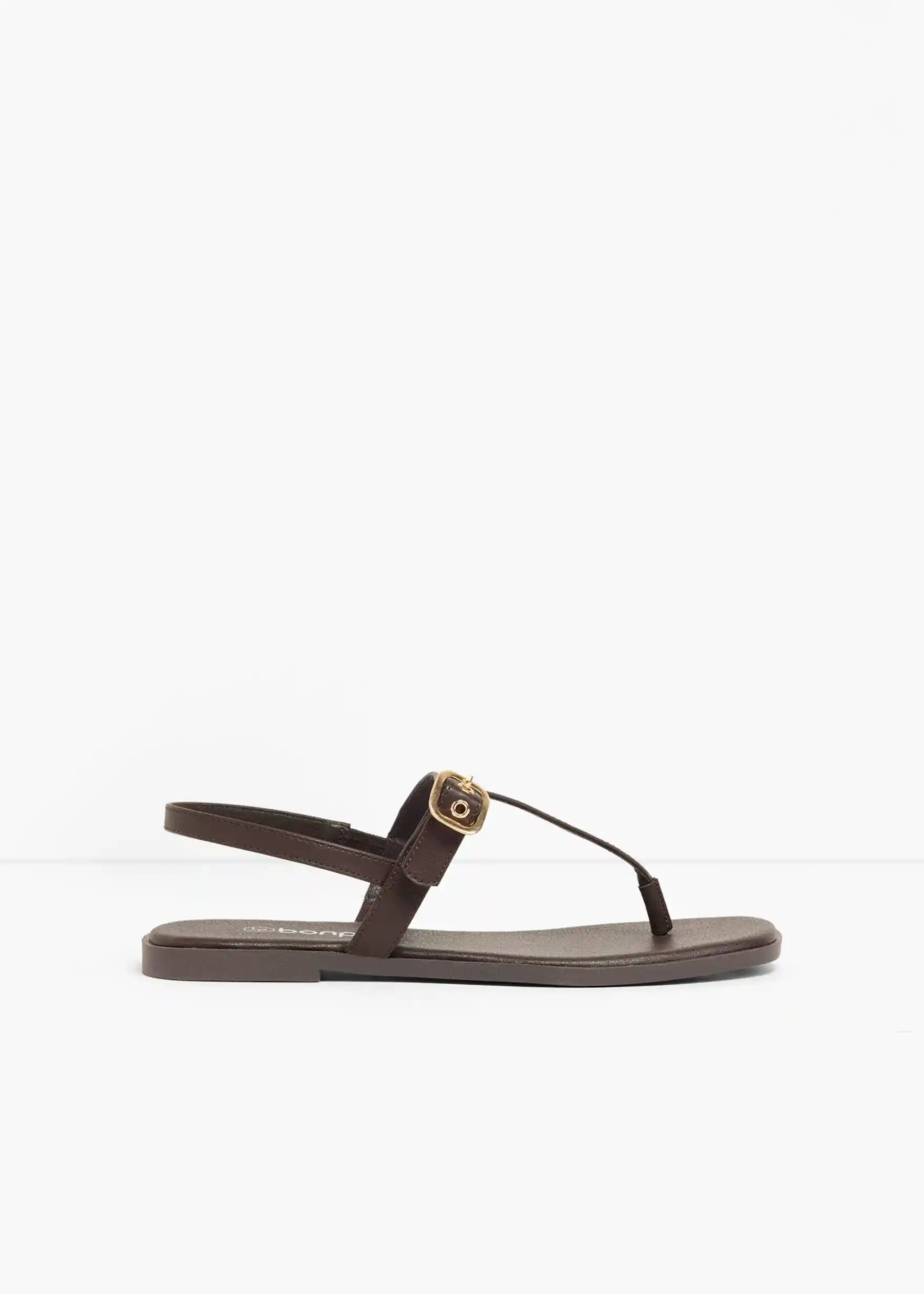 Zeitlose Zehenstegsandalen mit goldenen Details - braun | bonprix | Bonprix DE