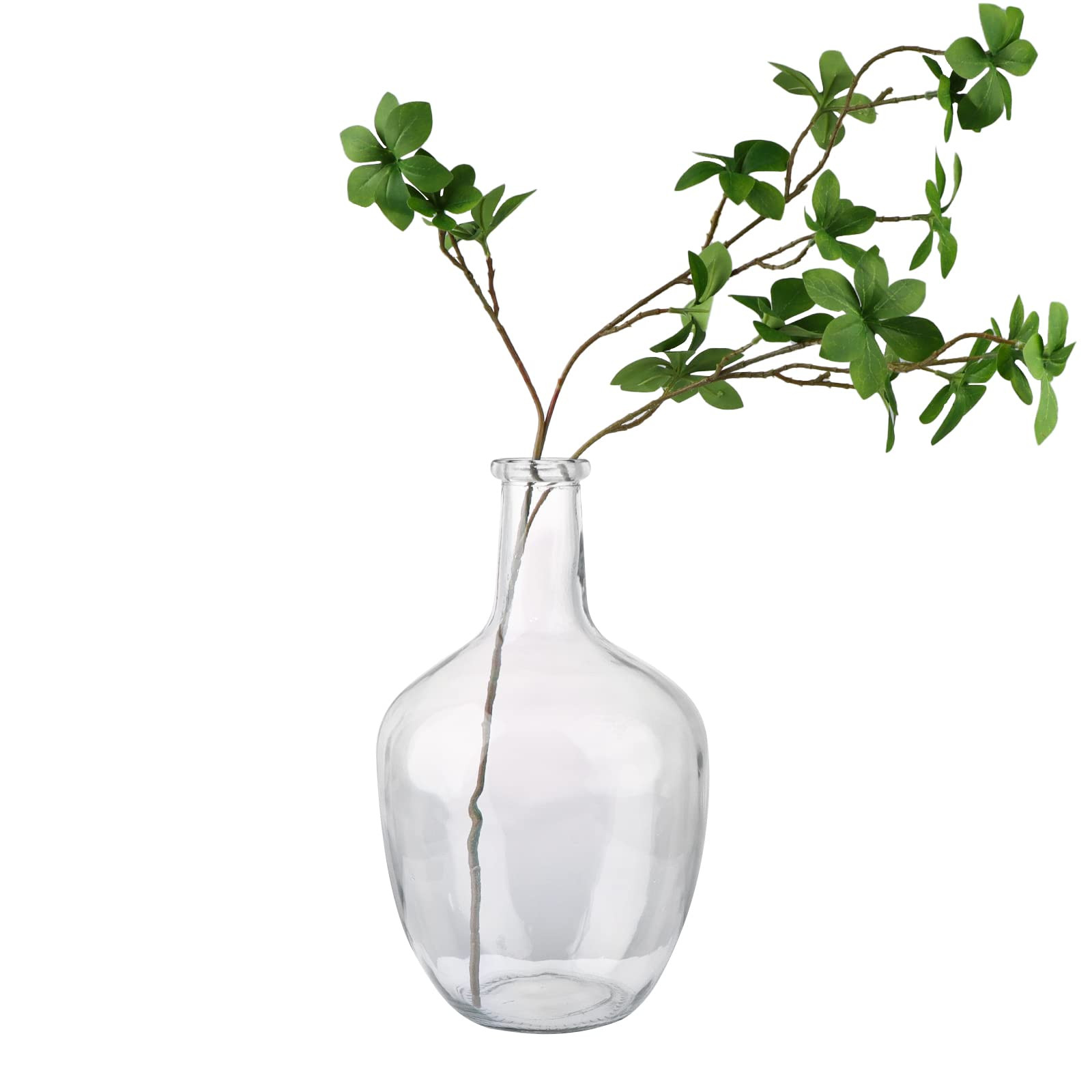Large Clear Glass Vase, 11.2'' H x 7.1'' W, Bubble Flower Vase for Pampas Grass, Stout Jug Vase f... | Amazon (US)
