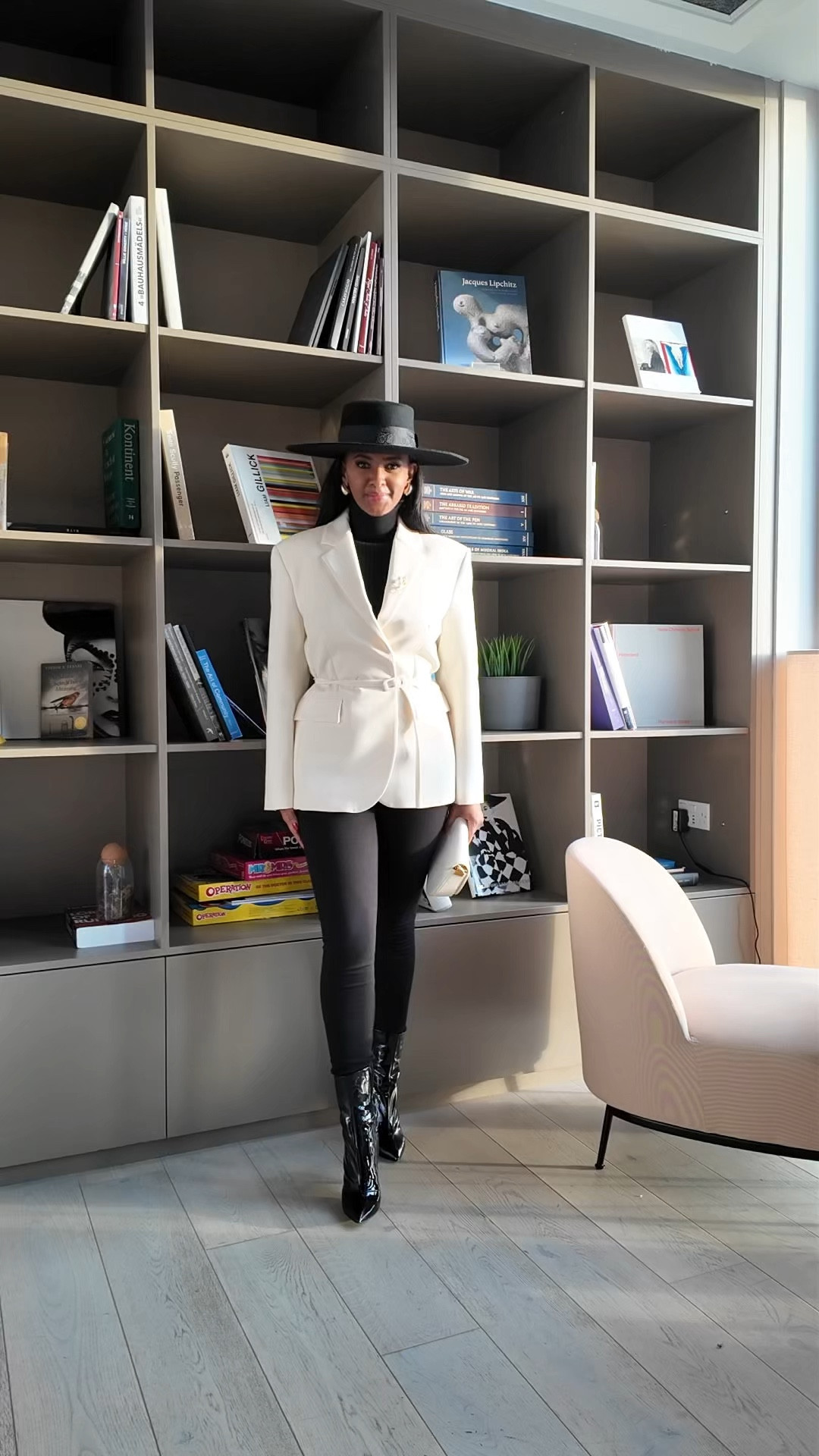 Power of Monochrome: Timeless Black & White"
"Monochrome magic with an edge! This timeless black and white combo proves less is more. The wide-brim hat adds drama while keeping it sophisticated. Style tip: A structured blazer instantly elevates casual pieces. Your go-to look for winter brunches 🖤 

#LTKgrwm #LTKautumn #LTKstyletip
