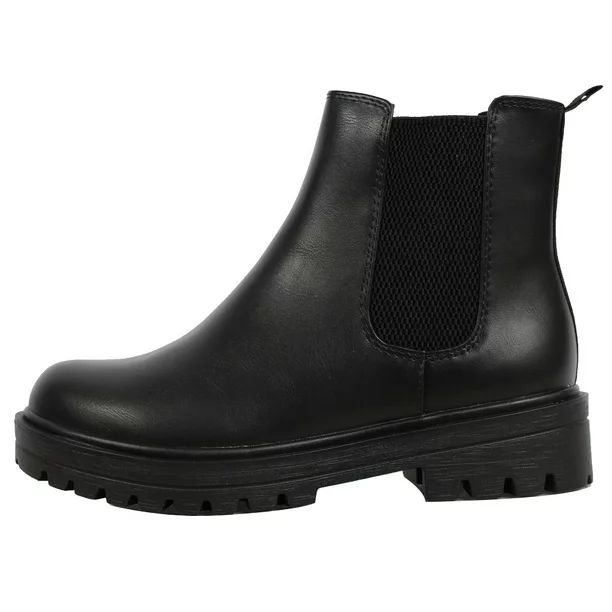 Soda Women's Faux Leather Round Toe Chelsea High Top Platform Ankle Boot, Black ,  9 M US - Walma... | Walmart (US)