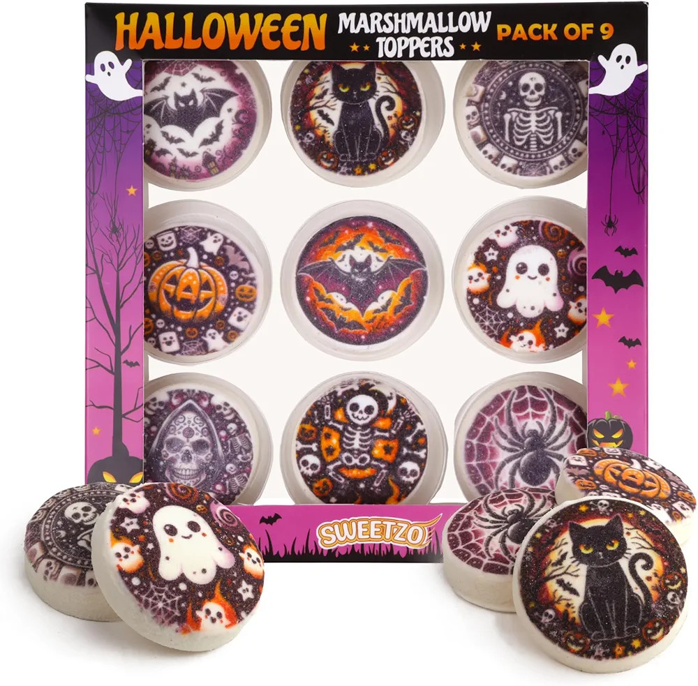 Halloween Marshmallow Toppers, Perfect Hot Cocoa Toppings or Dessert Decorating Candy, Assorted F... | Amazon (US)