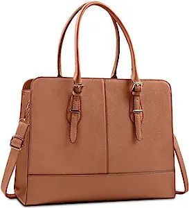 Laptop Bag for Women Leather Work Tote 15.6 Inch Laptop for Computer Bag Waterproof Business Offi... | Amazon (US)