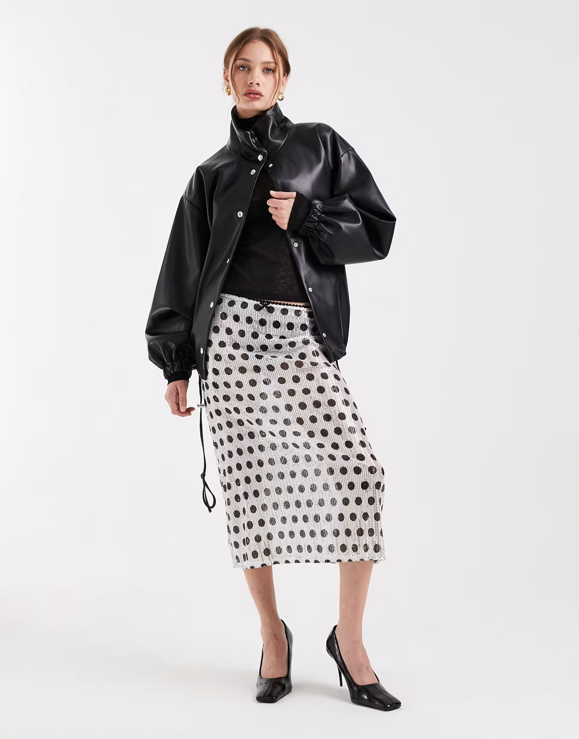 COLLUSION sheer awkward length skirt in spot sequin | ASOS | ASOS (Global)