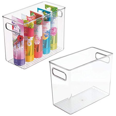 mDesign Slim Plastic Storage Container Bin with Handles - Bathroom Cabinet Organizer for Toiletries, | Walmart (US)