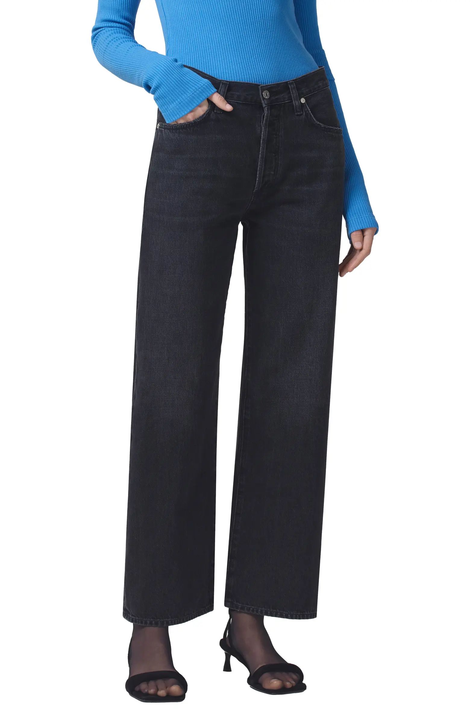 Annina High Waist Wide Leg Organic Cotton Jeans | Nordstrom