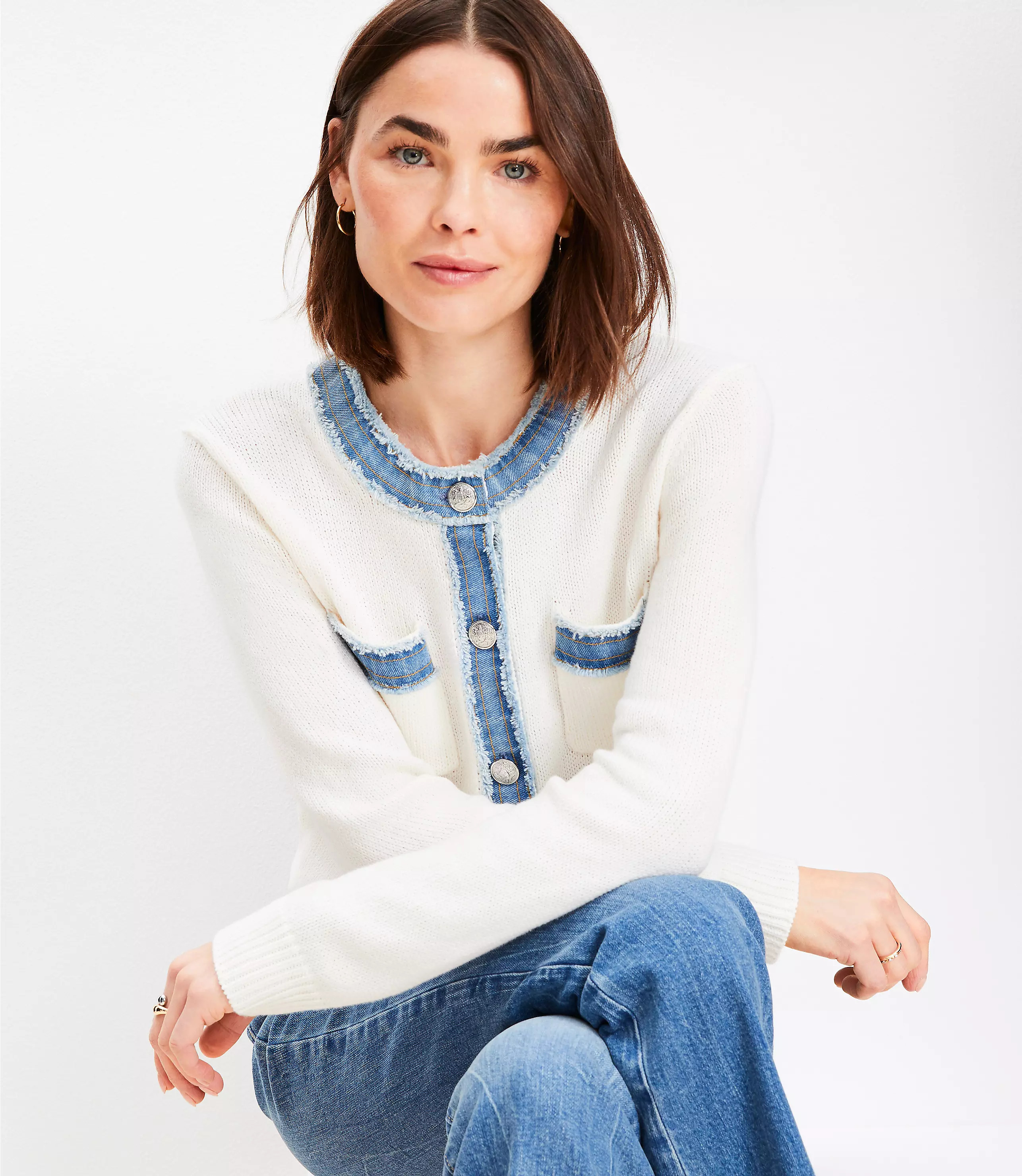 Denim Henley Sweater | LOFT