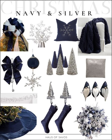 Navy & Silver Christmas Decor

Silver ornaments, navy ornaments, navy and silver bows, navy Christmas pillows, Christmas decor ideas, Christmas color scheme ideas, silver tree topper, gnome decor, navy tree topper, navy Christmas bows, navy stockings, silver stocking holder, Christmas candle, navy tree collar, tree skirt, navy & silver Christmas wreath 

#christmas #christmasdecor #christmasdecorideas 

#LTKhome #LTKstyletip #LTKHoliday