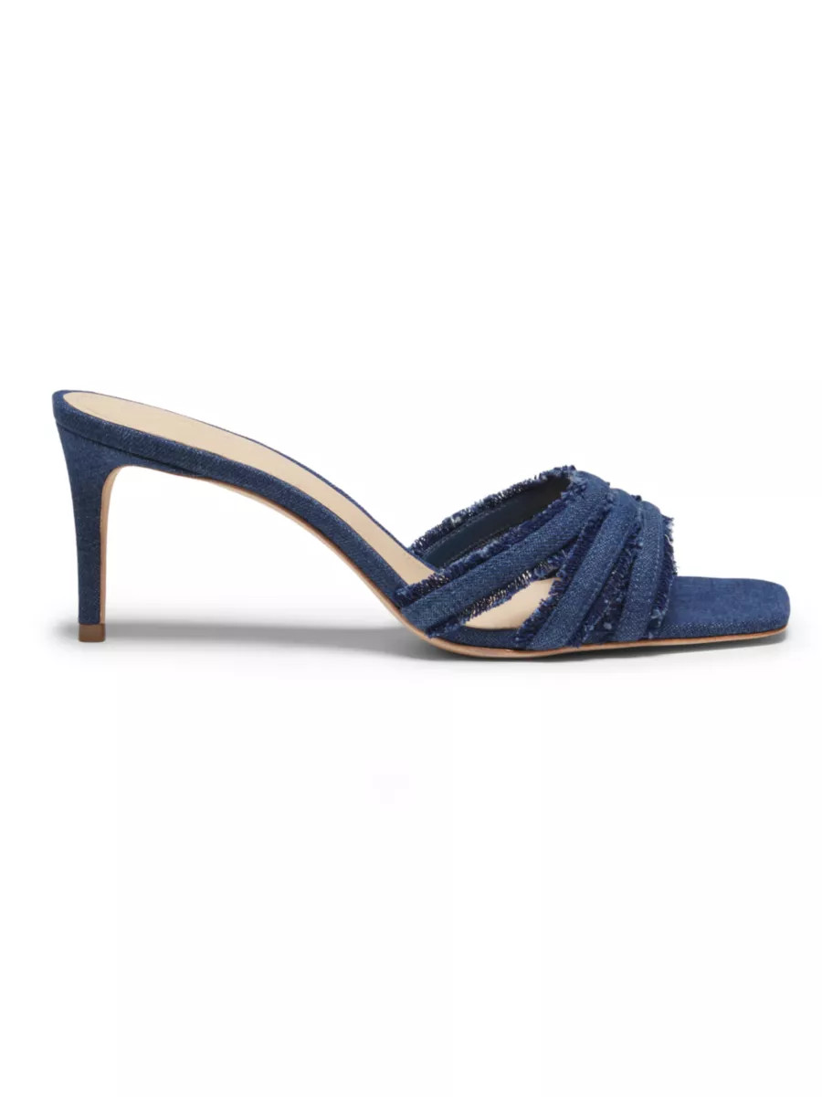 Three Band Frayed Mule 70MM Denim Sandals | Saks Fifth Avenue