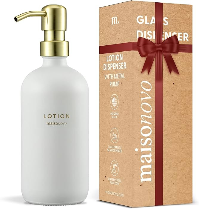 MaisoNovo Hand Soap Dispenser for Bathroom | 16.9 fl oz White Glass Gold Pump x 1 | Amazon (US)