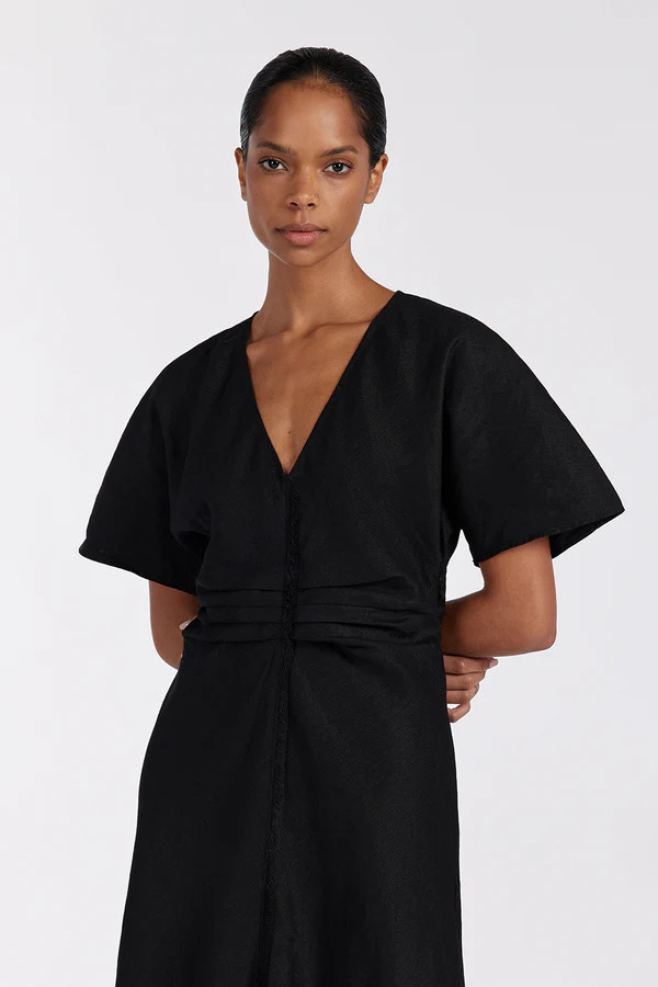ZAHARA BLACK  FRINGING MIDI DRESS | DISSH