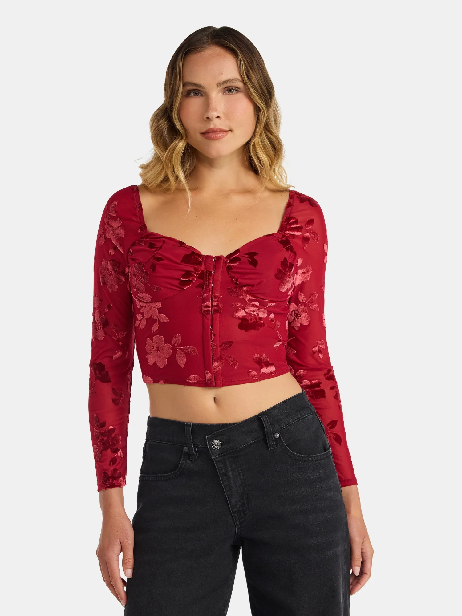 Madden NYC Women's Corset Top with Long Sleeves, Sizes XXS-XXL | Walmart (US)