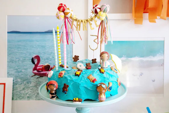 Beach Ball Cake Topper // Customizable -- You choose the color palette + message! | Etsy (US)
