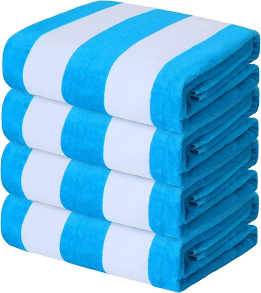 Exclusivo Mezcla 4-Pack 100% Cotton Large Cabana Stripe Beach Towels, Super Absorbent Soft Plush ... | Amazon (US)