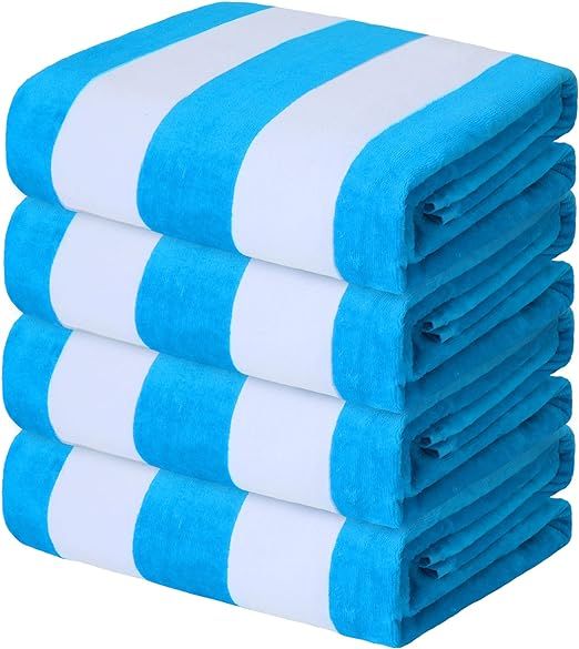 Exclusivo Mezcla 4-Pack 100% Cotton Large Cabana Stripe Beach Towels, Super Absorbent Soft Plush ... | Amazon (US)