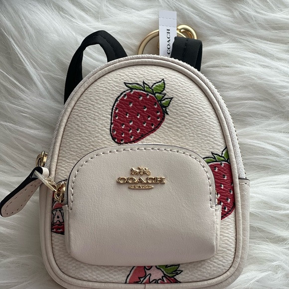 Coach Mini Backpack charm with Strawberry Print | Poshmark
